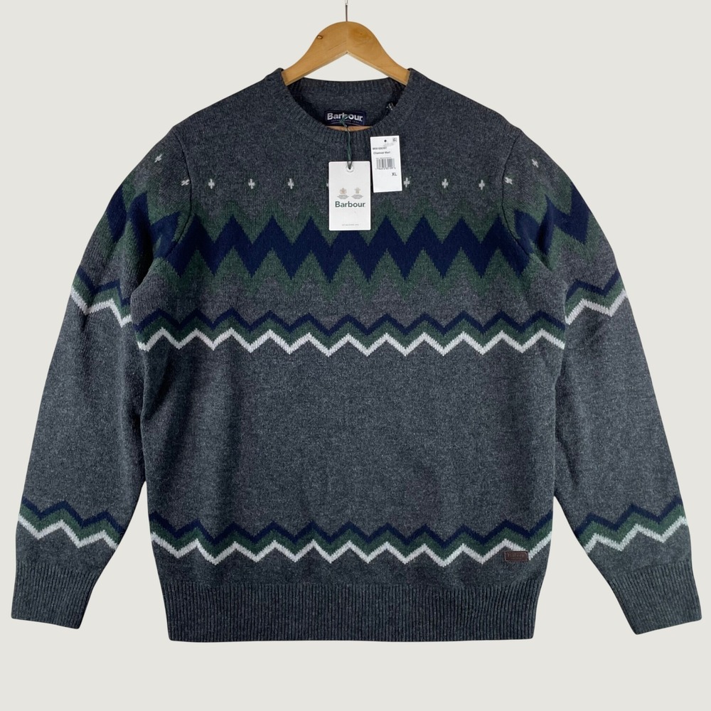 nwt barbour regis fair isle crew sweater 100% wool XL old money heritage luxury